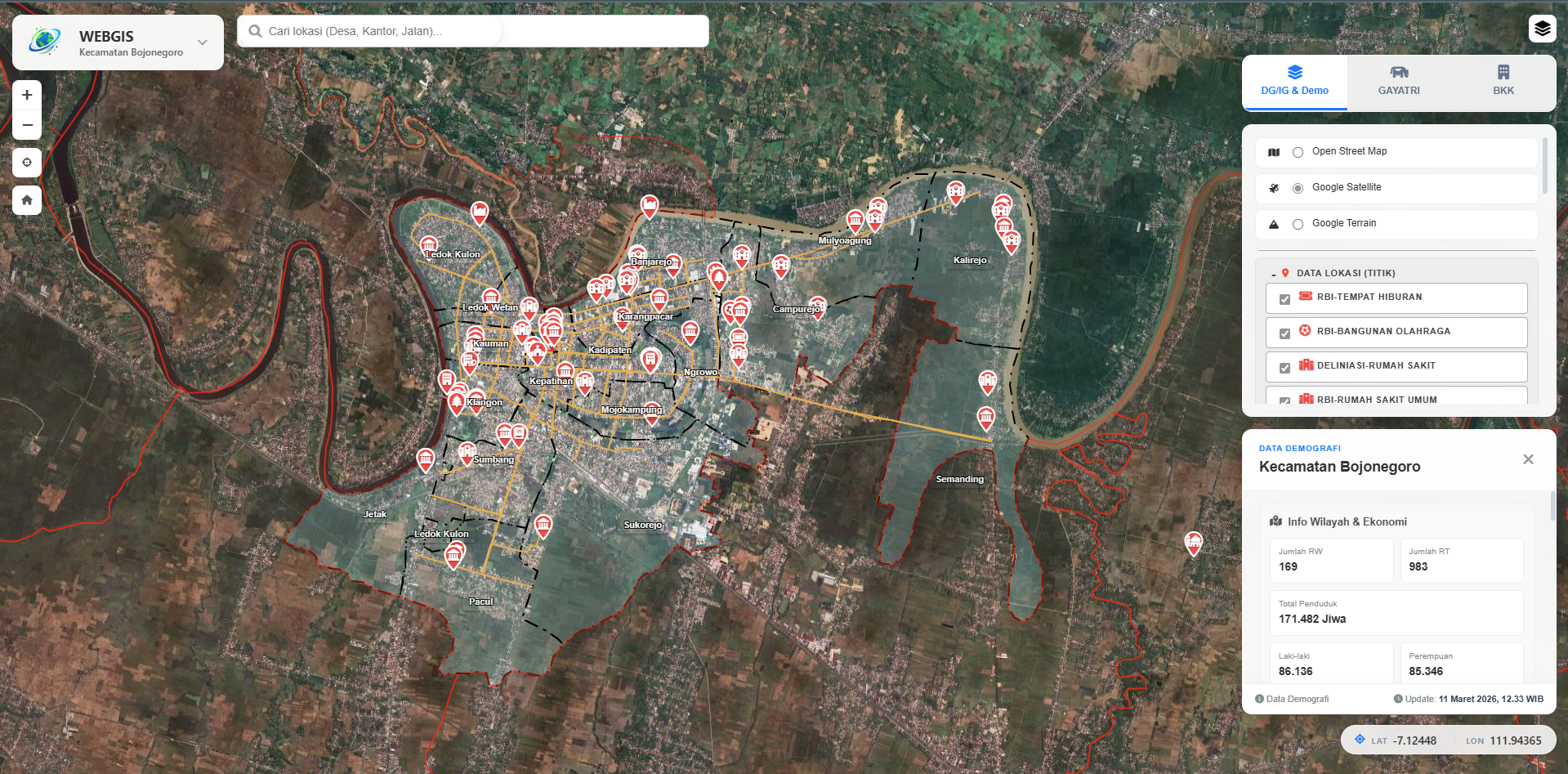 WebGIS Kecamatan Bojonegoro 1