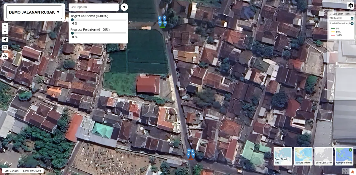 A digital map-based road damage reporting and monitoring platform.