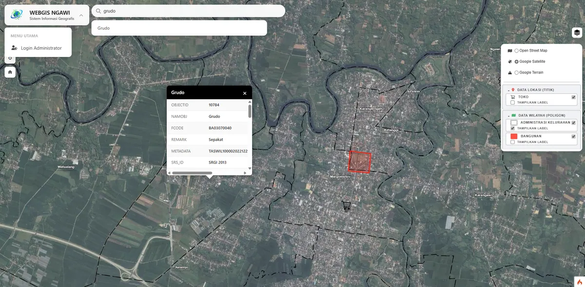 Sistem informasi geografis interaktif yang sangat ringan tanpa ketergantungan GeoServer.