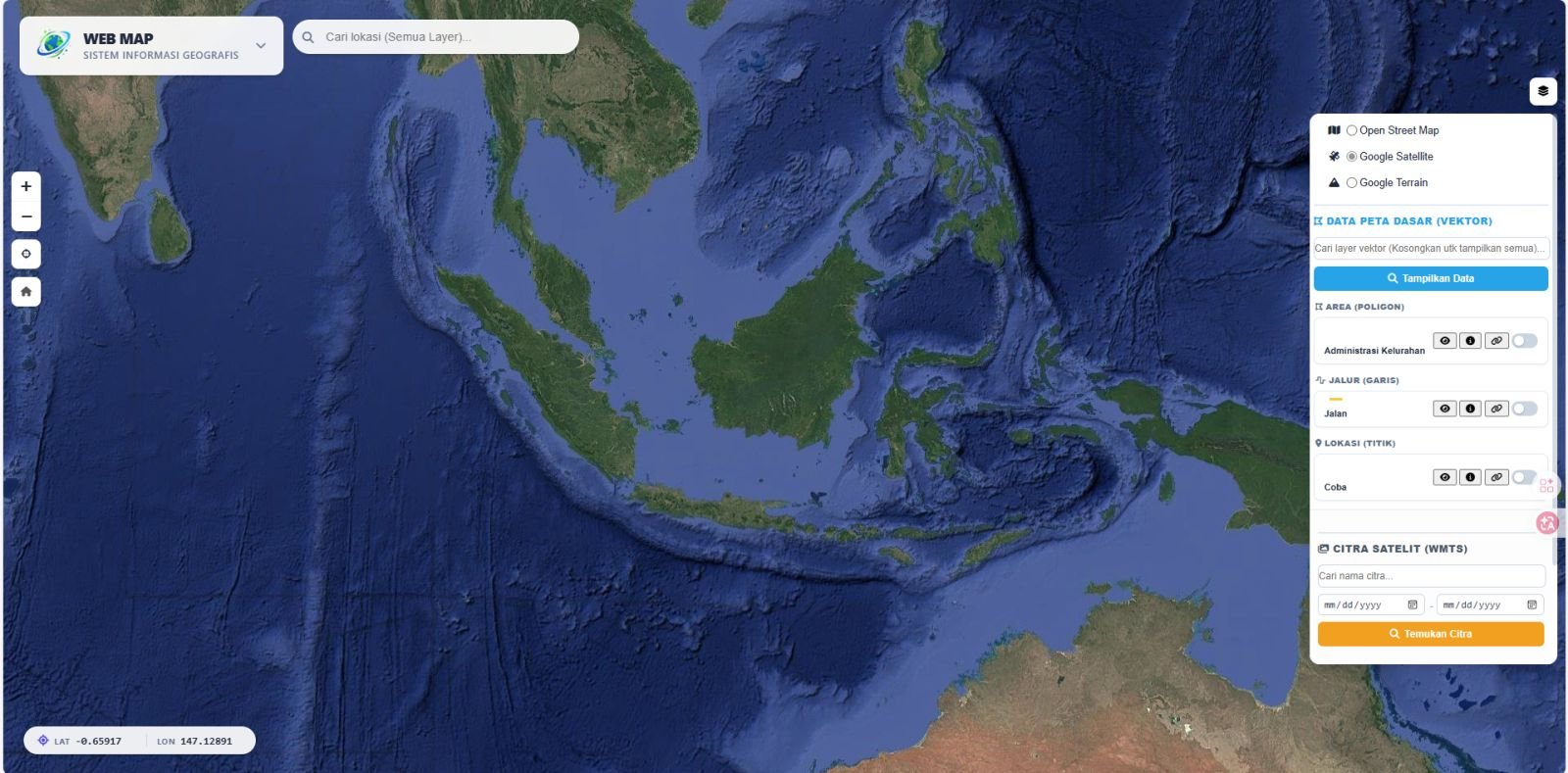 A geoportal-scale, OGC-standard WebGIS (WMS/WFS) for massive spatial data and time-series raster management.